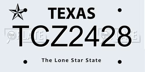 TCZ2428 Texas License Plate