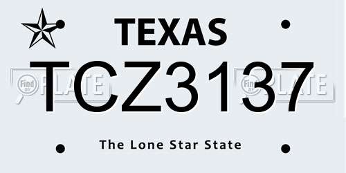 TCZ3137 Texas License Plate