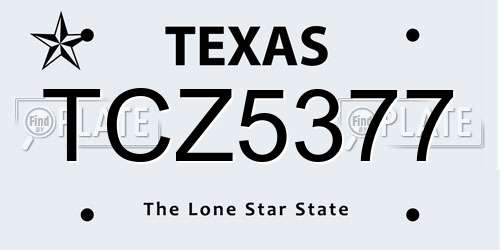 TCZ5377 Texas License Plate