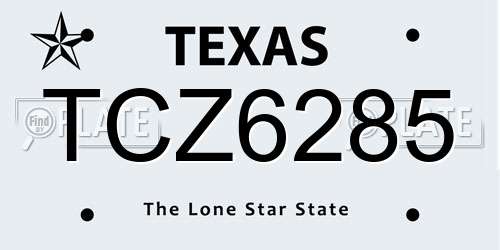 TCZ6285 Texas License Plate