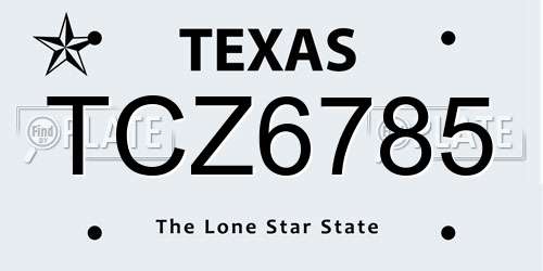 TCZ6785 Texas License Plate