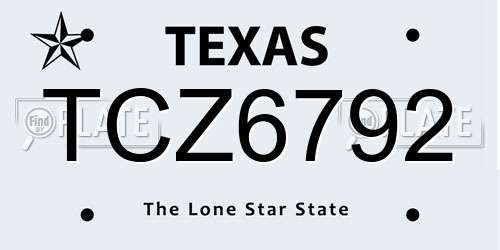 TCZ6792 Texas License Plate