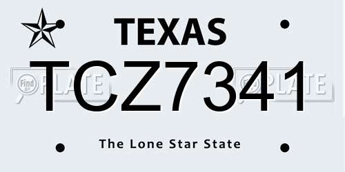 TCZ7341 Texas License Plate