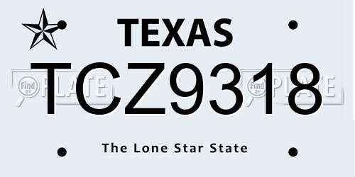 TCZ9318 Texas License Plate