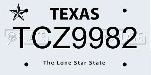 TCZ9982 Texas License Plate