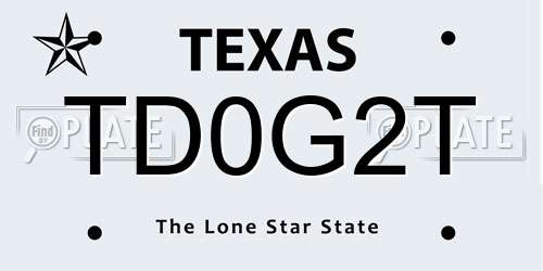 TD0G2T Texas License Plate