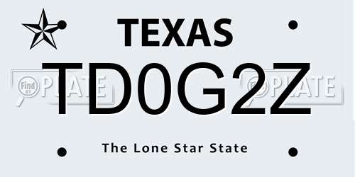 TD0G2Z Texas License Plate