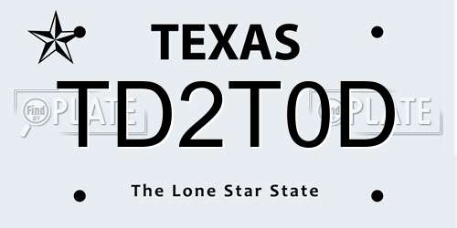 TD2T0D Texas License Plate