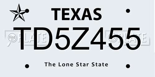 TD5Z455 Texas License Plate