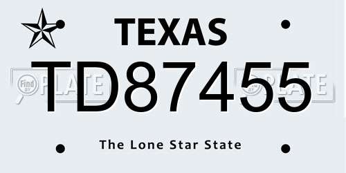TD87455 Texas License Plate