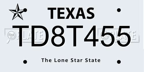 TD8T455 Texas License Plate