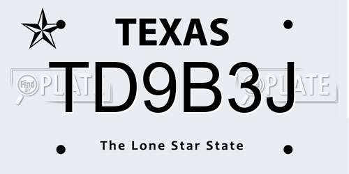 TD9B3J Texas License Plate