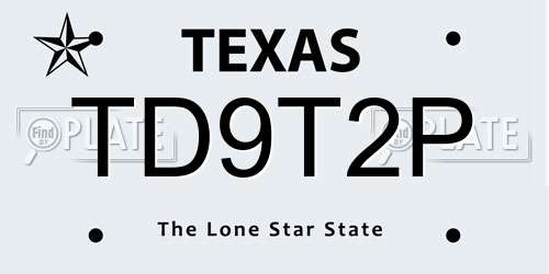 TD9T2P Texas License Plate