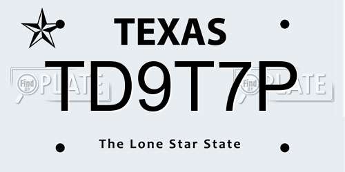 TD9T7P Texas License Plate