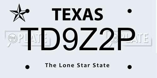 TD9Z2P Texas License Plate