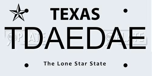 TDAEDAE Texas License Plate