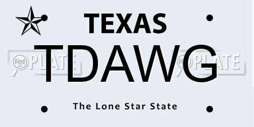 TDAWG Texas License Plate