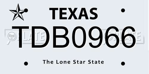TDB0966 Texas License Plate
