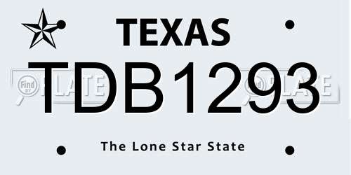 TDB1293 Texas License Plate