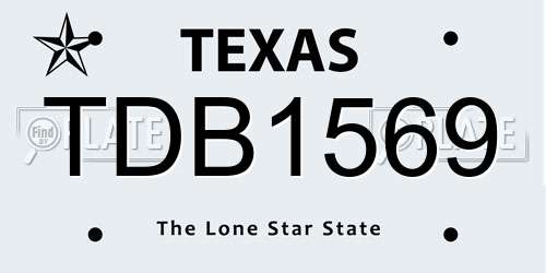 TDB1569 Texas License Plate