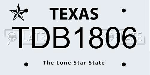 TDB1806 Texas License Plate