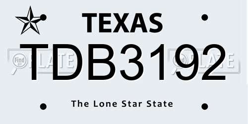 TDB3192 Texas License Plate