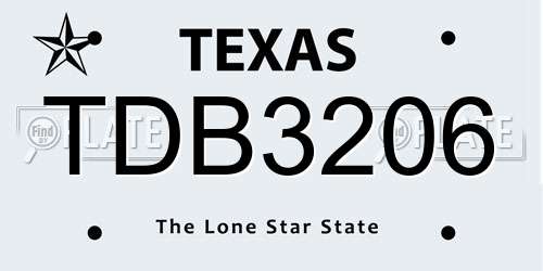 TDB3206 Texas License Plate