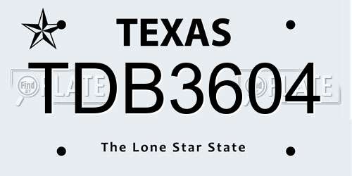 TDB3604 Texas License Plate
