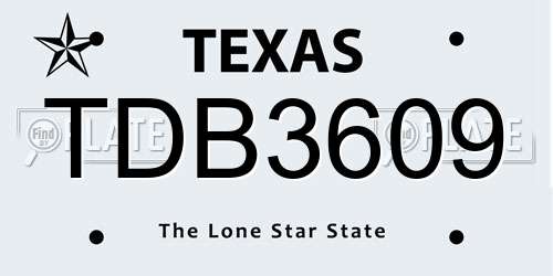 TDB3609 Texas License Plate