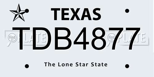 TDB4877 Texas License Plate
