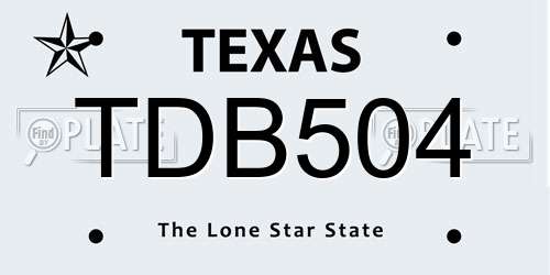 TDB504 Texas License Plate