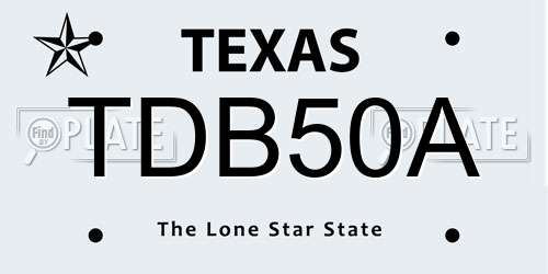 TDB50A Texas License Plate