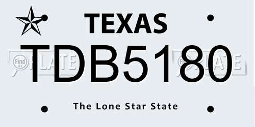 TDB5180 Texas License Plate