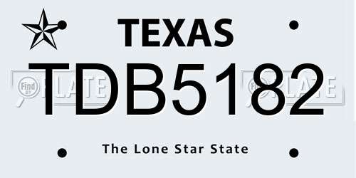 TDB5182 Texas License Plate