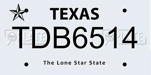 TDB6514 Texas License Plate