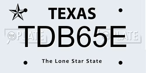 TDB65E Texas License Plate