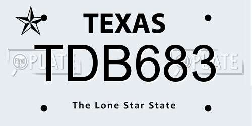 TDB683 Texas License Plate