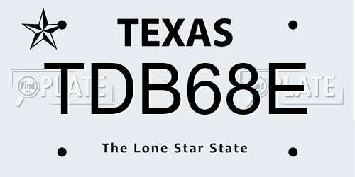 TDB68E Texas License Plate