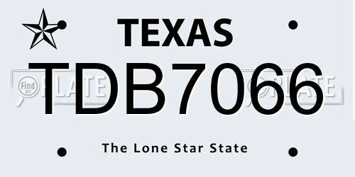 TDB7066 Texas License Plate