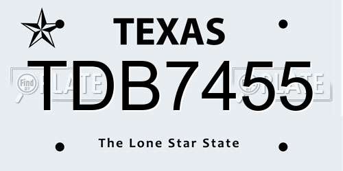 TDB7455 Texas License Plate