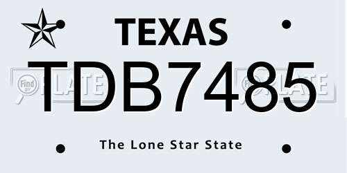 TDB7485 Texas License Plate