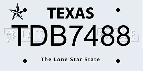 TDB7488 Texas License Plate