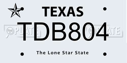 TDB804 Texas License Plate