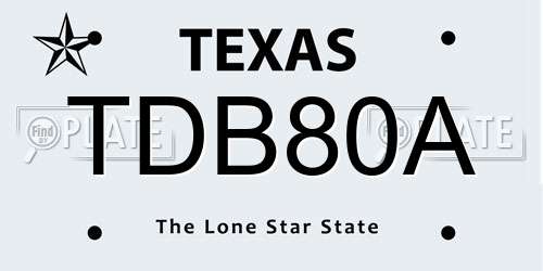 TDB80A Texas License Plate