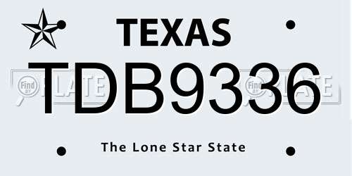 TDB9336 Texas License Plate
