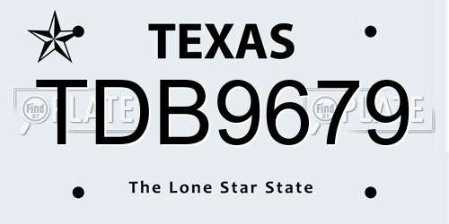 TDB9679 Texas License Plate