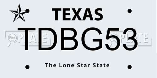 TDBG53 Texas License Plate