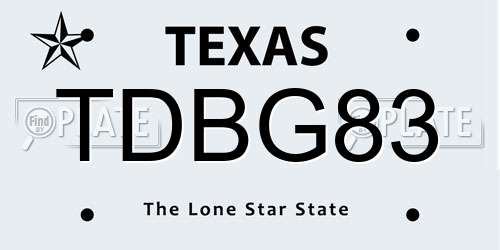 TDBG83 Texas License Plate