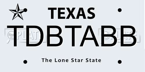 TDBTABB Texas License Plate