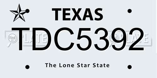 TDC5392 Texas License Plate